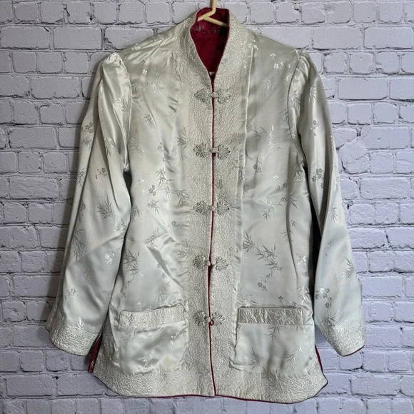 VTG PEONY BRAND Shanghai China Silk Jacket Blazer Asian Kimono Reversible Sz MED - Picture 10 of 14